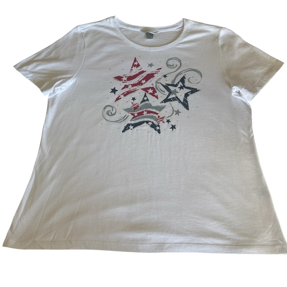 Christopher & Banks White Star Print Tee